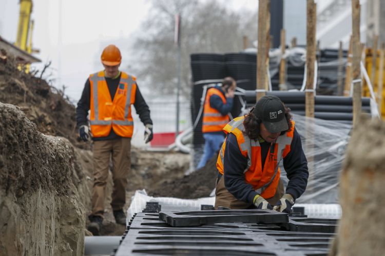 Het specifieke 'groene' werk, de bouw van de Treeparkers, is door hoofdaannemer Van Gelder uitbesteed aan BTL Realisatie bv, in samenwerking met BTL Bomendienst (Foto: Adriaan van Dam) Het specifieke 'groene' werk, de bouw van de Treeparkers, is door hoofdaannemer Van Gelder uitbesteed aan BTL Realisatie bv, in samenwerking met BTL Bomendienst (Foto: Adriaan van Dam)