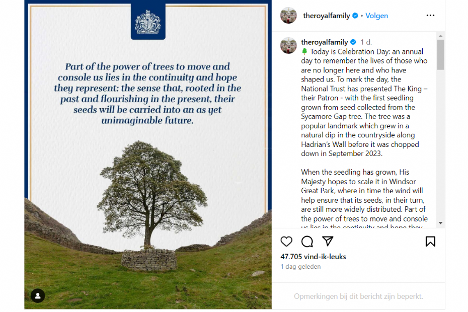 De Instagrampost van het Britse Koninklijk Huis
